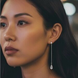 Swarovski Gillian Collection Convertible Drop Earrings Rhodium Plated